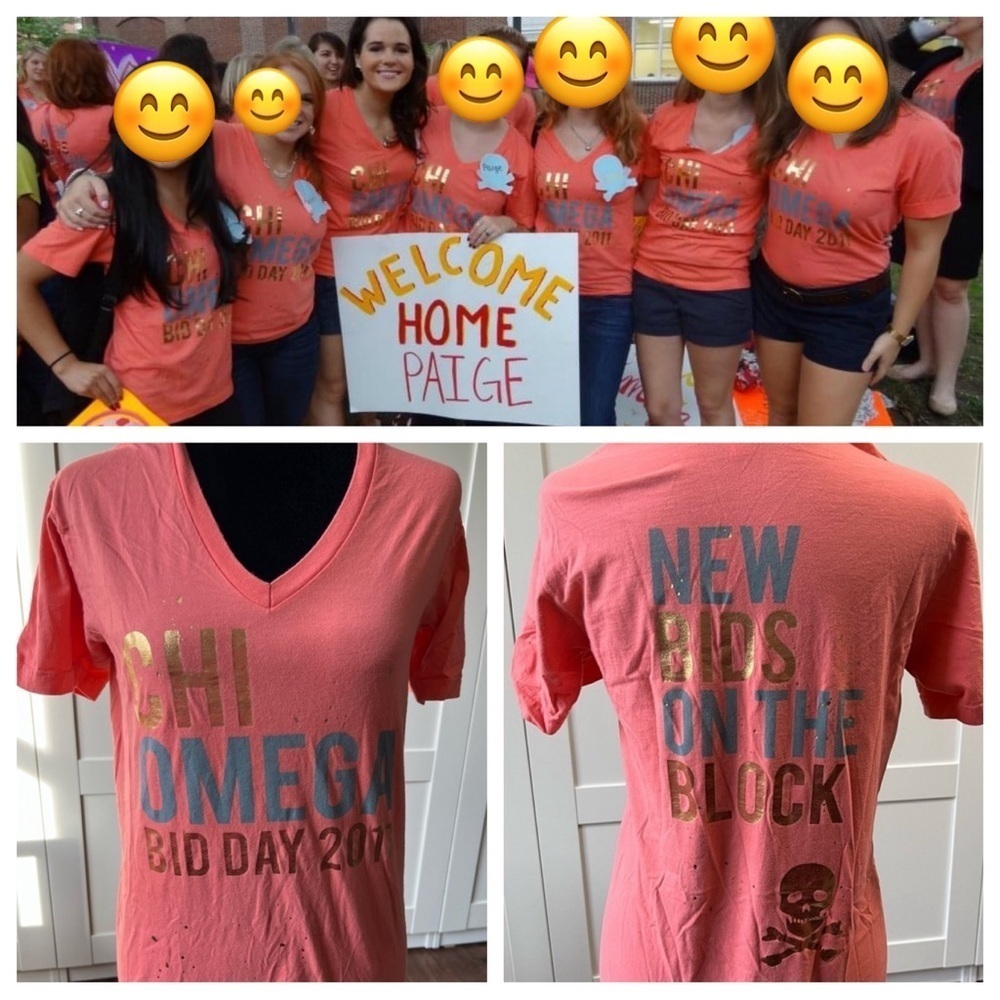 EUC Women’s Chi Omega XO Sorority Bid Day T-Shirt American Apparel Size Small